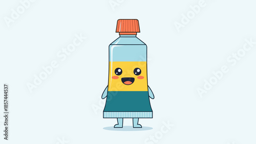 Cartoon Milk Bottle Character with Smiling Face.