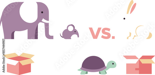 Animals and boxes comparison