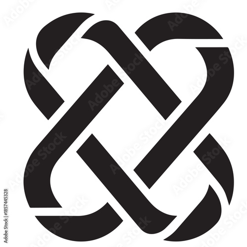 Abstract red Japanese kanji dollar sign symbol in a modern vector logo style