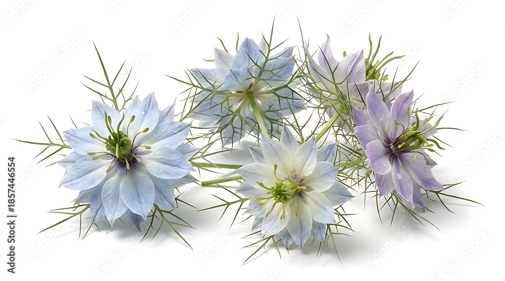 Obraz premium Nigella in a mist flower cluster isolated on white background