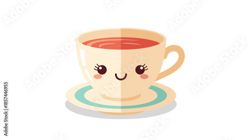 Cartoon Tea Cup with Smiling Face.