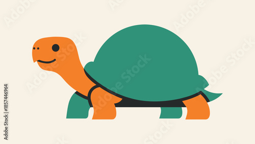 Cartoon Turtle Illustration with Green Shell.