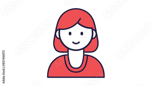 Cartoon Woman with Red Hair Smiling.