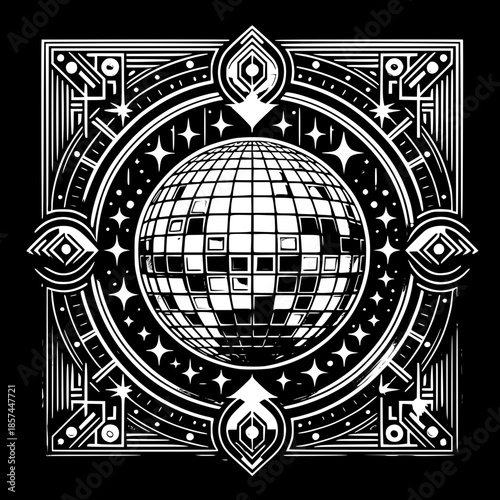 Disco ball vector illustration background with shiny mirror reflections for party and dance music themes