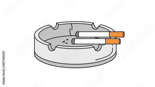 Cigarette Butts in Ashtray Illustration.