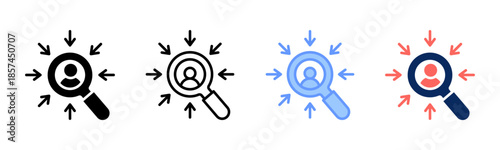 Focus Customer icon set multiple style collection