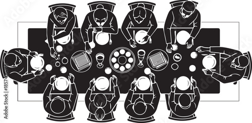 Silhouettes of people engaged in various activities