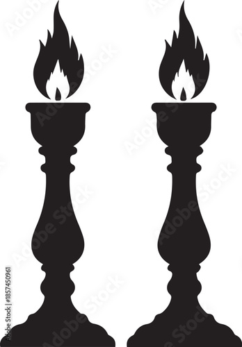 Two lit candlesticks