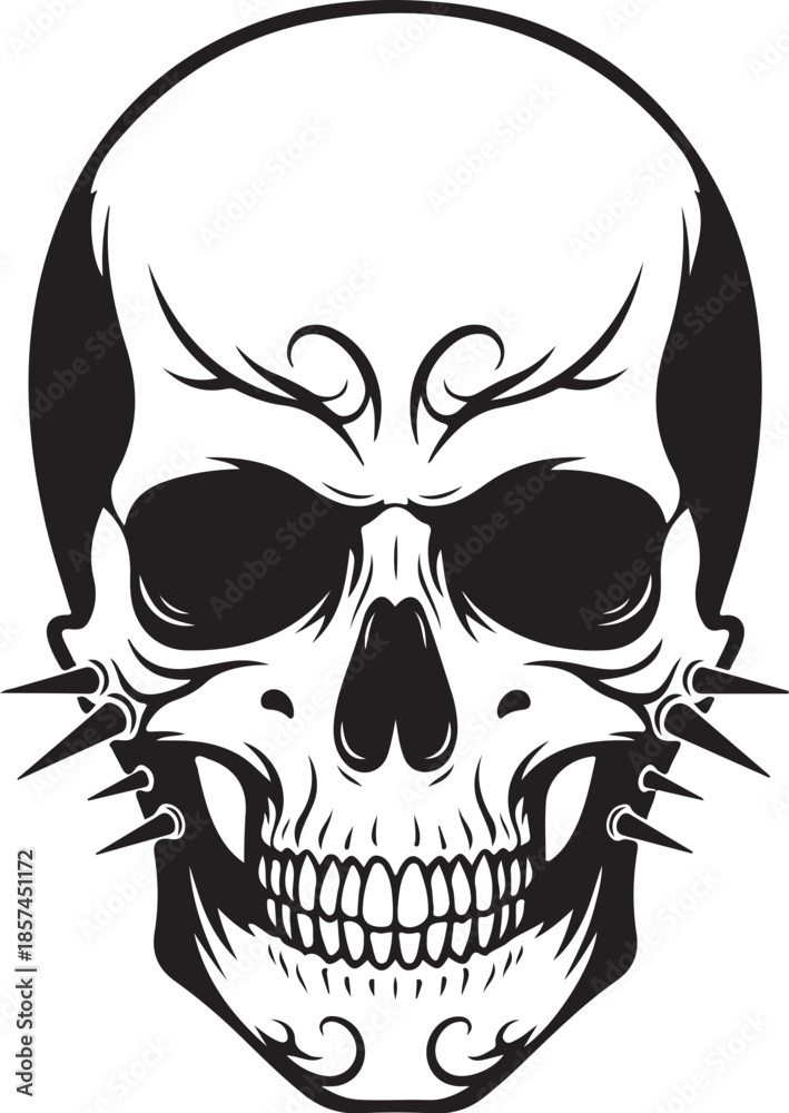 Obraz premium Black and white skull design illustration