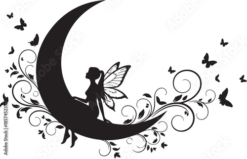 Fairy sitting on a crescent moon