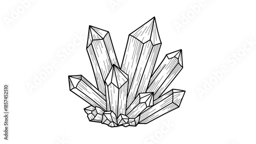 Cluster of Quartz Crystals Illustration.