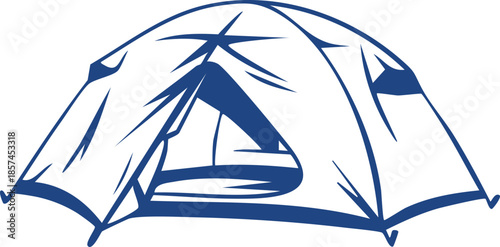 Hand Drawn Camping Tent | Black and White Line Art Outdoor Illustration