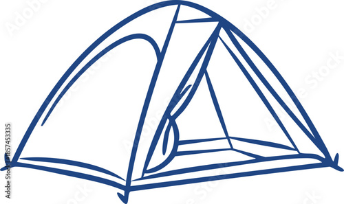 Hand Drawn Camping Tent | Black and White Line Art Outdoor Illustration