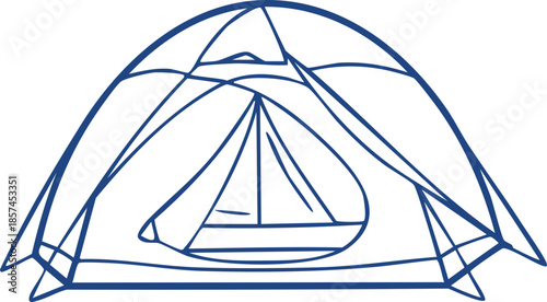 Hand Drawn Camping Tent | Black and White Line Art Outdoor Illustration