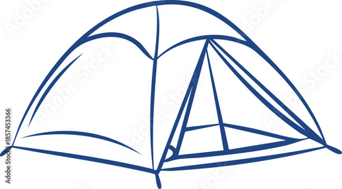 Hand Drawn Camping Tent | Black and White Line Art Outdoor Illustration