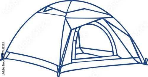 Hand Drawn Camping Tent | Black and White Line Art Outdoor Illustration
