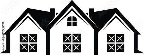 Modern Residential House Exterior Silhouette Icon, Representing Real Estate, Property Management, Home Construction, Architectural Design, and Suburban Family Housing Development Projects