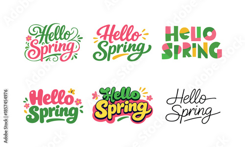 Playful Lettering Styles. Playful Spring Sketches. Set lettering. harmonious lettering variations of the same emblematic concept, each with different artistic
