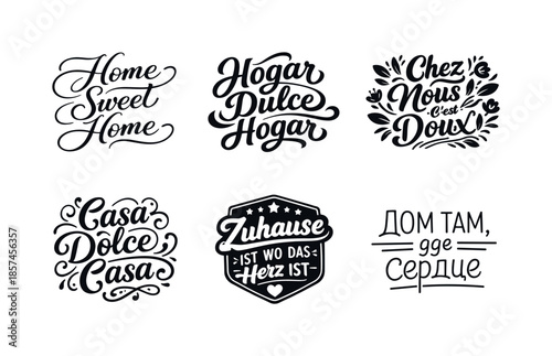 Multilingual Typography Grid. Multilingual quotes typography. Set lettering. harmonious lettering variations of the same emblematic concept, each