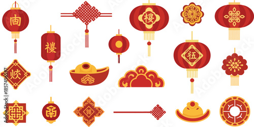 Chinese new year decorations and symbols