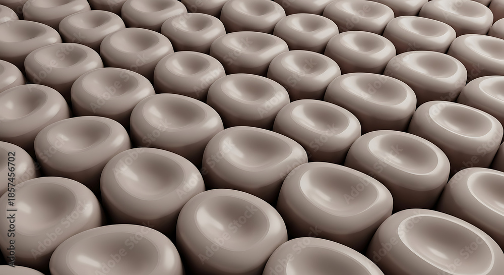 Obraz premium Abstract 3D Render of Glossy Beige Rounded Geometric Pattern