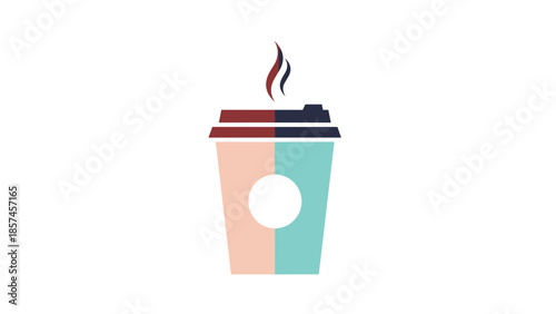 Colorful Coffee Cup with Steam Rising.