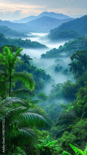 Serene Landscape Nature Arial View Forest Mountains