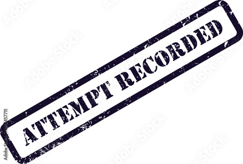 A dark blue grungy rubber stamp mark with the text ATTEMPT RECORDED appears diagonally on a clean white page