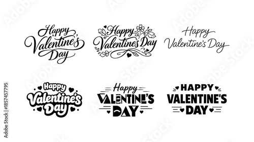 Valentine Script Variations. Stylish Valentine Script. Set lettering. harmonious lettering variations of the same emblematic concept, each with different