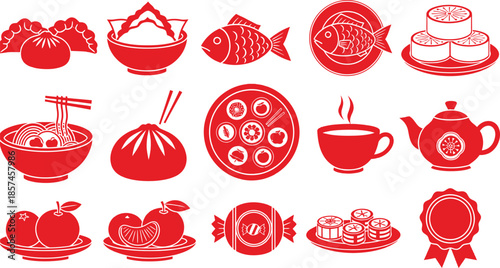 Traditional chinese food and drink illustrations