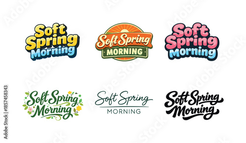 Spring Lettering Variations. Soft Spring Morning. Set lettering. harmonious lettering variations of the same emblematic concept, each with different artistic