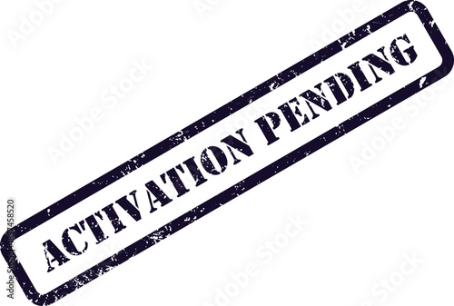 A dark blue rubber stamp with a distressed look features the words ACTIVATION PENDING diagonally on white