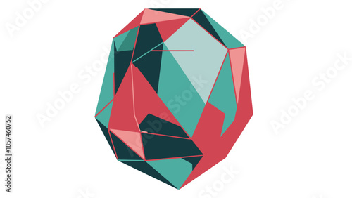 Colorful Geometric Dodecahedron 3D Shape Object.