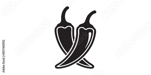 Two peppers solid icon, japanese food concept. Vector graphics. Hot peppers pair, vegetables sign on white background, style icon mobile or web design
