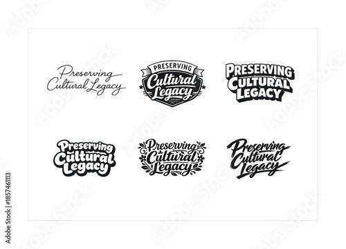 Cultural Lettering Variations. Preserving cultural legacy. Set lettering. harmonious lettering variations of the same emblematic concept, each with different