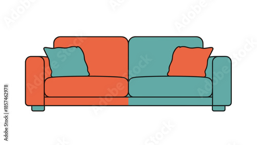 Colorful Modern Two Seater Sofa Furniture.