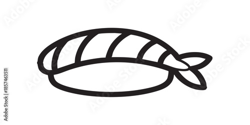 Sushi piece with fish fillet solid icon, japanese food concept. Vector graphics. Shrimp tail sushi, seafood sign on white background, style icon mobile or web design.