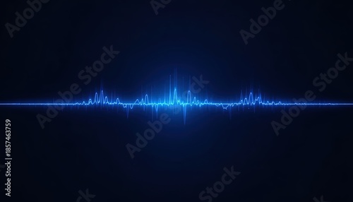 Abstract Blue Sound Waveform Visualization on Black Background, representing audio frequency or digital signal processing concept