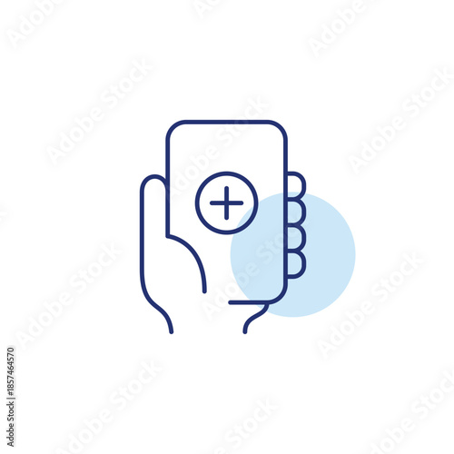 New task, screen add, app install, workspace update. Plus on mobile phone. Pixel perfect, editable stroke vector icon