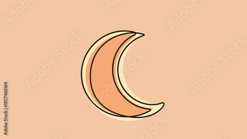 Crescent Moon Illustration Simple Design Element.