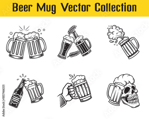 Beer mugs, beer mugs clinking together vector silhouette illustration design set collection, beer mug silhouette, beer mugs silhouette, clinking beer mugs silhouette, cheers beer mugs vector,