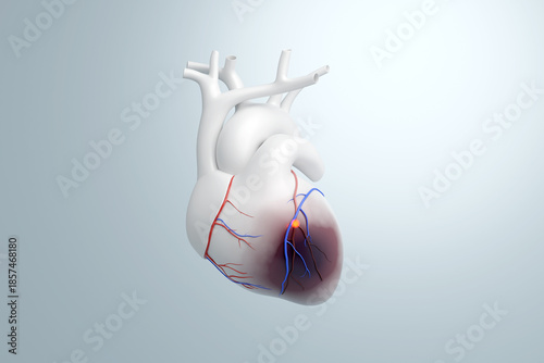 Tableau sur toile Ischemic Heart Disease and Vascular Problem Concept with Highlighted Blood Vessels