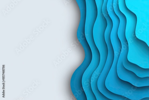 Abstract layered blue waves illustration on white background for design element
