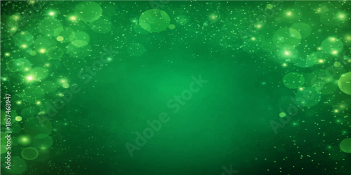 Abstract blue water bubbles in the rain create a magical winter wallpaper featuring glowing stars and snowflakes on a bright green Christmas texture design backdrop