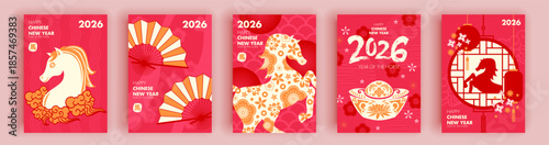 Happy chinese new year 2026 background. Translation : year of the horse