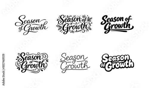 Seasonal Lettering Variations. Season of Growth. Set lettering. harmonious lettering variations of the same emblematic concept, each with different artistic