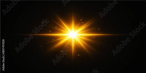 Abstract vector background featuring a bright sun explosion with glowing orange rays of energy and hot fire flames shining through dark space texture