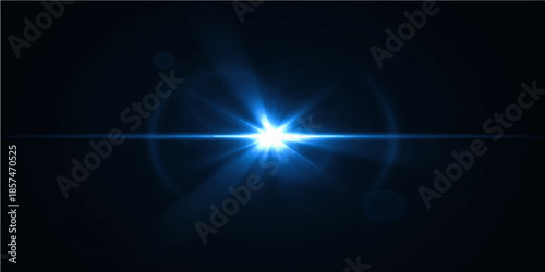 A dark digital art backdrop featuring a glowing blue abstract design with motion lines and energy rays that flare like a star flash against a black space night