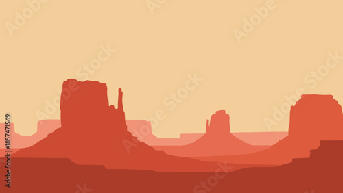 Desert Landscape with Rock Formations Illustration.