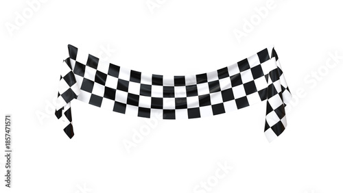 Banner depicting a checkered flag - 3D rendering on a transparent background